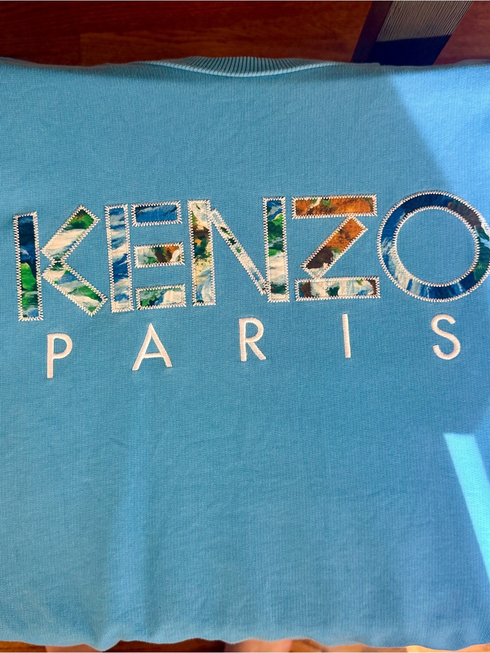 Kenzo Paris Classic Logo Crewneck Light Blue Multi-Color Accent - Mens Medium